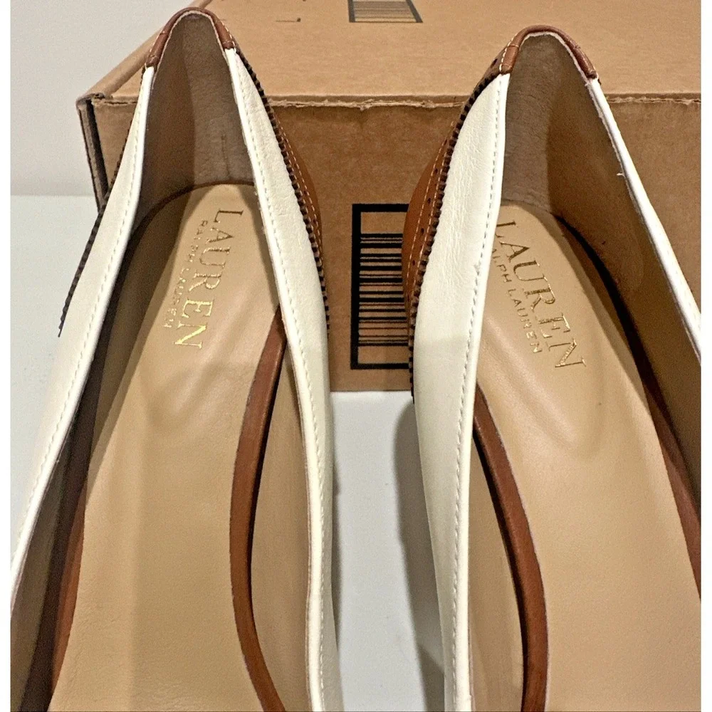 Lauren Ralph Lauren Size 9.5B Lynden Perforated Stiletto Heel Pumps Vanilla Tan